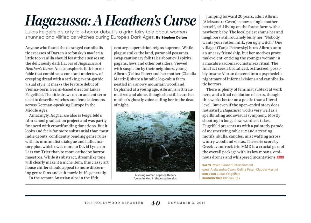 RavenBanner's tweet image. "#Hagazussa works very well as a spellbinding audiovisual symphony." - Stephen Dalton's @THR review at @AFMOFFICIAL today.  #AFM2017