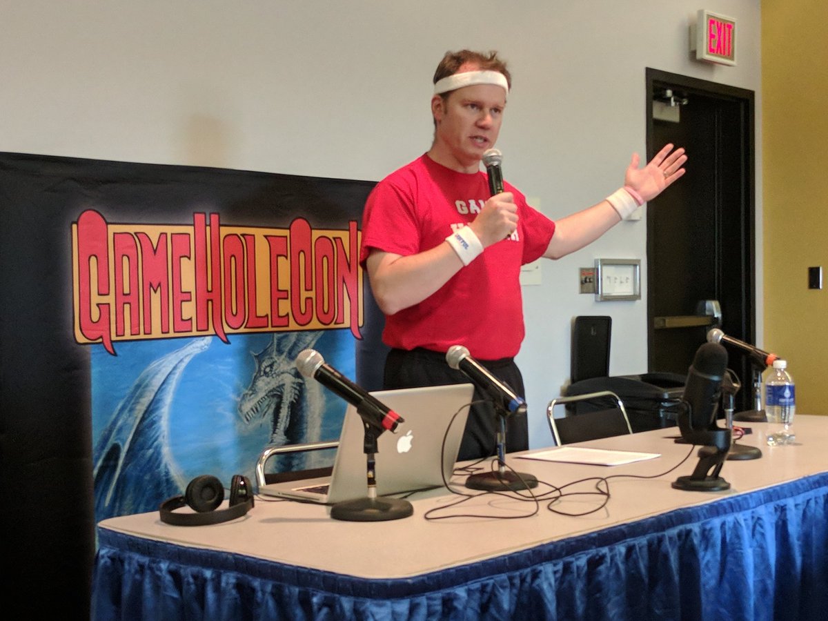 GM_Travis_'s tweet photo. Thanks to the @dungeonbastard for imparting all the awesome DM advice! Can't wait to steal my players ideas! #DnD #BeABetterDM #GHCV @GameholeCon https://t.co/0VXgKksV6P