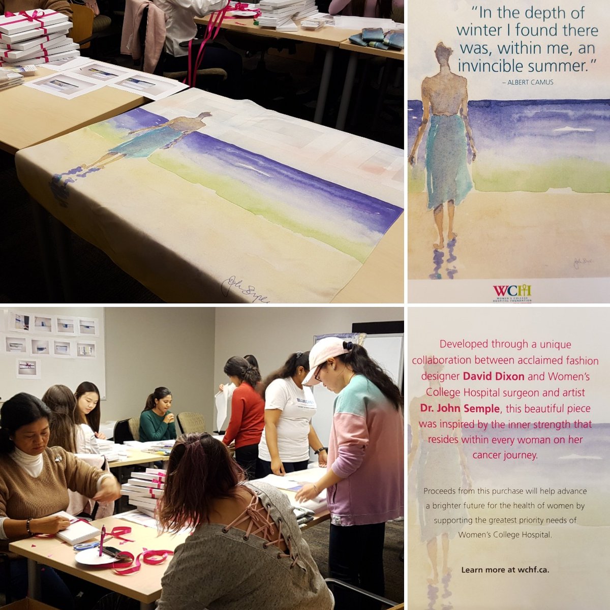 akedrova's tweet photo. Honoured to volunteer at @wchf, wrapping the gorgeous scarf by @daviddixoninc @DrJohnSemple #w4wch fundraising #cancerresearch #womenshealth https://t.co/Fqm4E6agdG