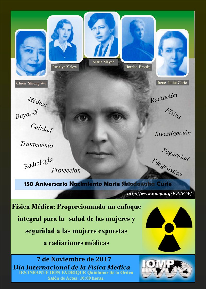infantefadrique's tweet photo. El Martes 7 de Noviembre celebramos el Día Internacional de la Física Médica con una charla en el salón de actos, 10:00h. https://t.co/9U8SLdesIH