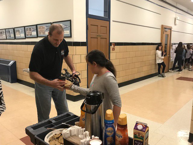 Mrspoland1's tweet photo. Coffee Cart Cafe serving up coffee and treats to Markham Place staff ! https://t.co/EIvlK07j0G