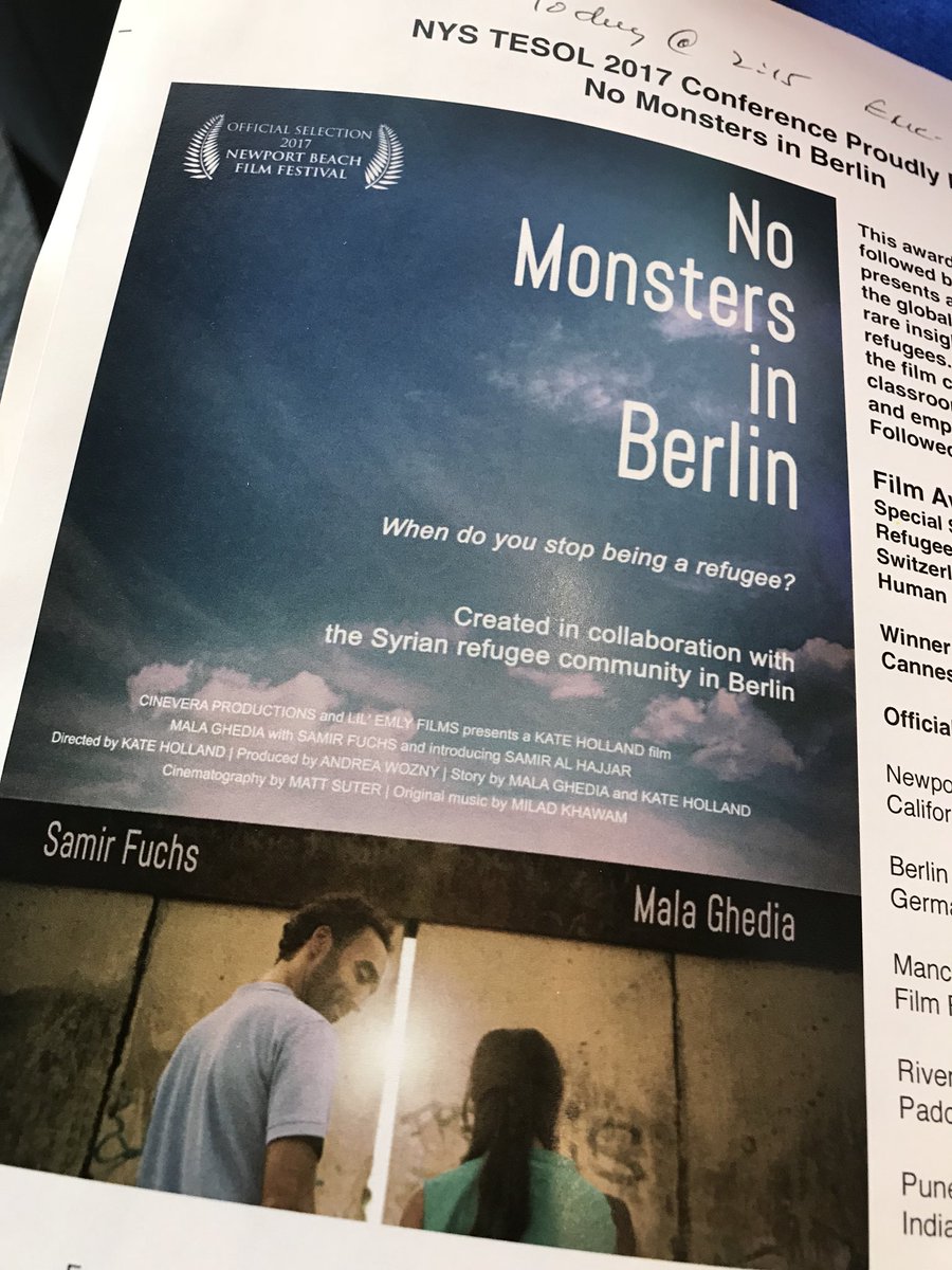 Super session- refugee experiences told by refugees. Collaboration bet ESL &amp; film professionals. See it Sun. NYC