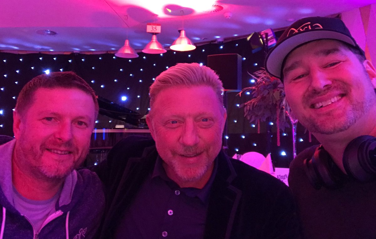 phil_hellmuth's tweet photo. Tennis greatness in the house!  The "Kalashnikov" @KYevgeni @TheBorisBecker and I.  6 tennis majors, and a few @WSOP Bracelets. #PHNiceLife https://t.co/quWqjJG29t