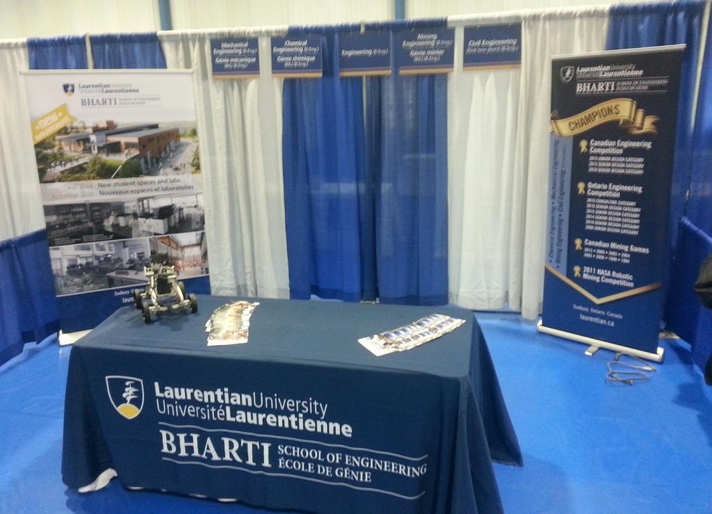 WBLievers's tweet photo. The @LUBhartiEngr booth is ready for tomorrow's @LaurentianU Open House! Stop by from 10am-2pm to learn about our programs. https://t.co/hvDQe0AzwI