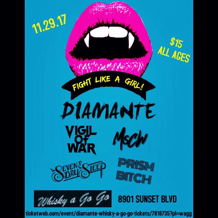 DIAMANTEband's tweet image. Fight Like A Girl night! A night full of badass female fronted music 👊🏻Come hang with me and these ladies ticketweb.com/event/diamante…