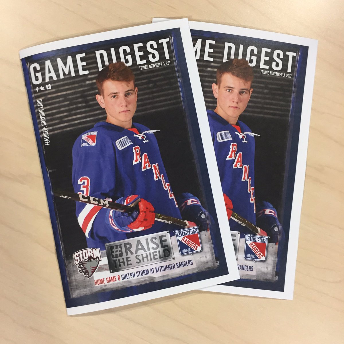 OHLRangers's tweet photo. PROGRAMS! 📢 PROGRAMS! 📢

Get your #GameDigest on the concourse during tonight's game, featuring Grayson Ladd! #RaiseTheShield #GUEvsKIT https://t.co/XV5ACaqpWx