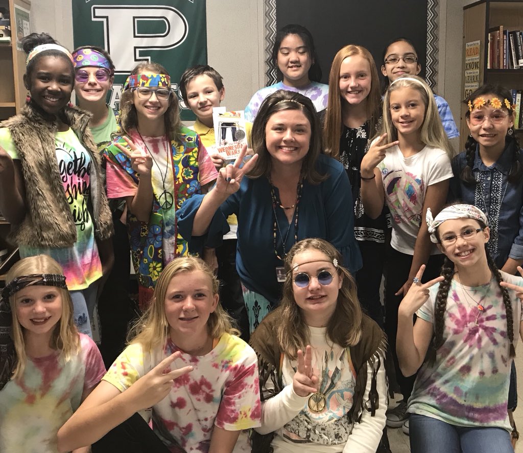 AmyHoldge's tweet photo. Finished up Wednesday Wars today. Our class loved this novel! #60sParty #PeaceOut https://t.co/SoKcNA68jP