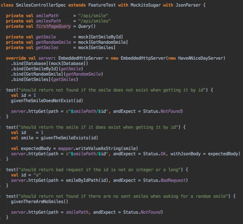 pedro_g_s's tweet photo. Having so much fun generating smiles with @delr3ves https://t.co/VfXkVBcuIe #Scala #Finatra #PropertyBased #Testing ๐๐ https://t.co/rhfqM4bpzW
