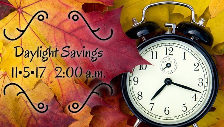 Make sure to turn to your clocks back at 2:00 a.m. this Sunday!