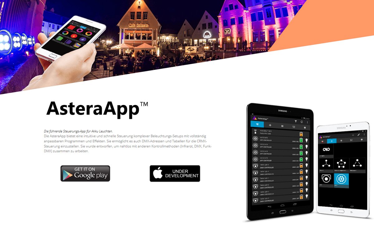 AES_Team's tweet photo. AsteraApp, Die führende Steuerungs-App für Akku Leuchten. Sie bietet eine intuitive und schnelle Steuerung komplexer Beleuchtungs-Setups. https://t.co/Jlq1VjgcNF