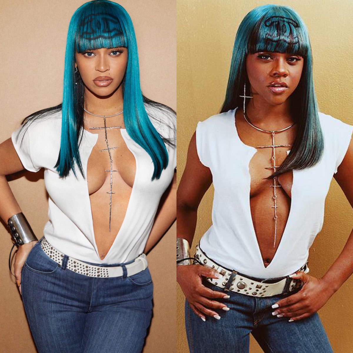 Beyoncé did a photoshoot for Halloween as an homage to Lil' Kim, dress...