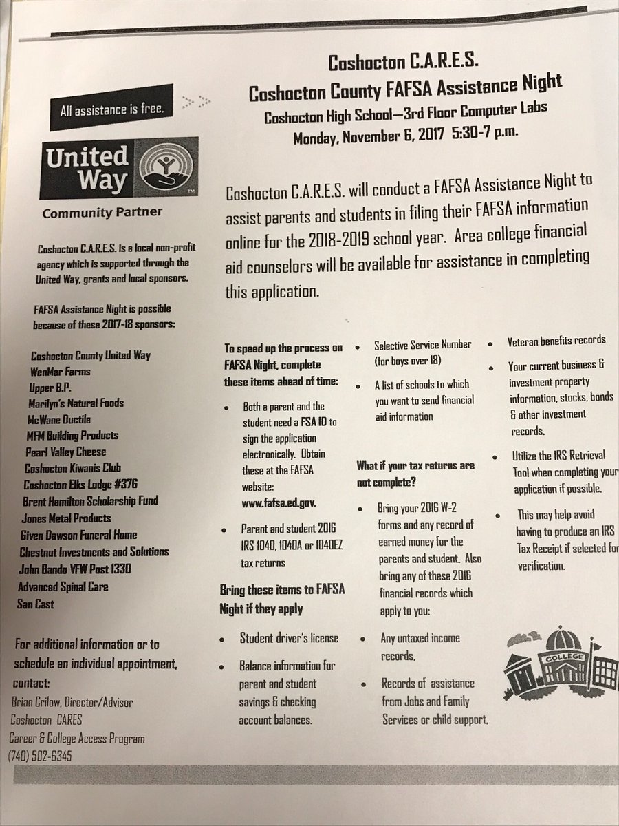 Skins_CHS's tweet photo. FAFSA NIGHT! Monday, Nov 6 - CHS Computer Lab - Rm 300; 5:30-7pm! #CoshoctonPride https://t.co/niYxcdUbcs