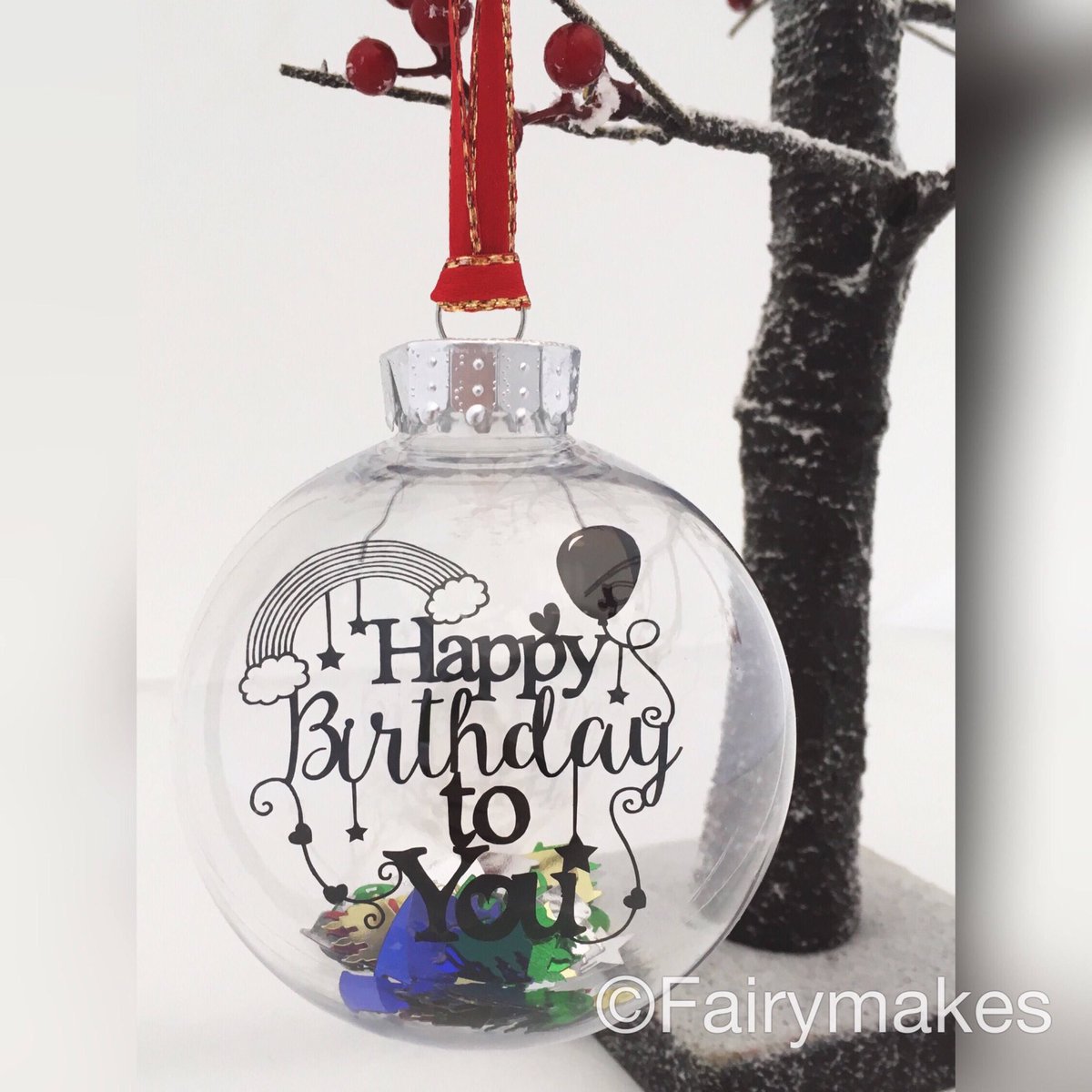fairymakes1's tweet photo. New on my #etsy shop: Happy birthday bauble- december birthday  #uniquegift #christmas https://t.co/yKZvkxZGpF https://t.co/bgxHboxfDM