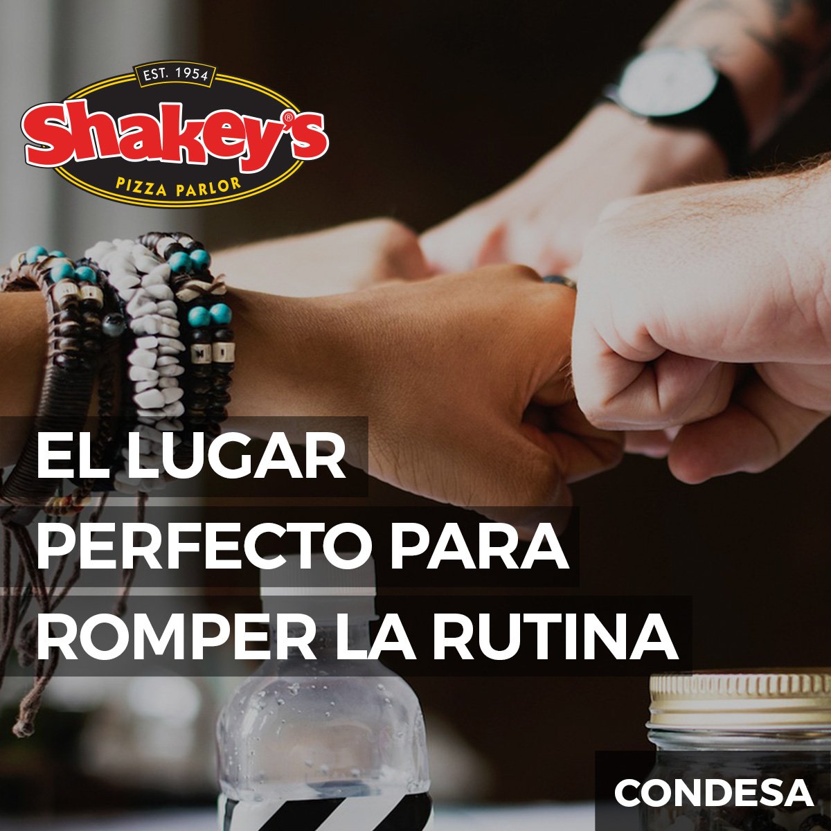 ShakeysMx's tweet photo. #TGIF ¡Te esperamos! 🙌🏻💃🏻🕺🏼🍕😋#ALaShakeys #Condea https://t.co/U8zRFcWA60