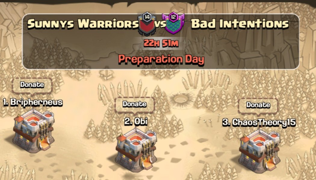 #cocpotluck hype ... <a href="/Sunnys_Warriors/">SunnysWarriorsCOC</a> v @BadIntentionCoC 💪GL y'all 🍺