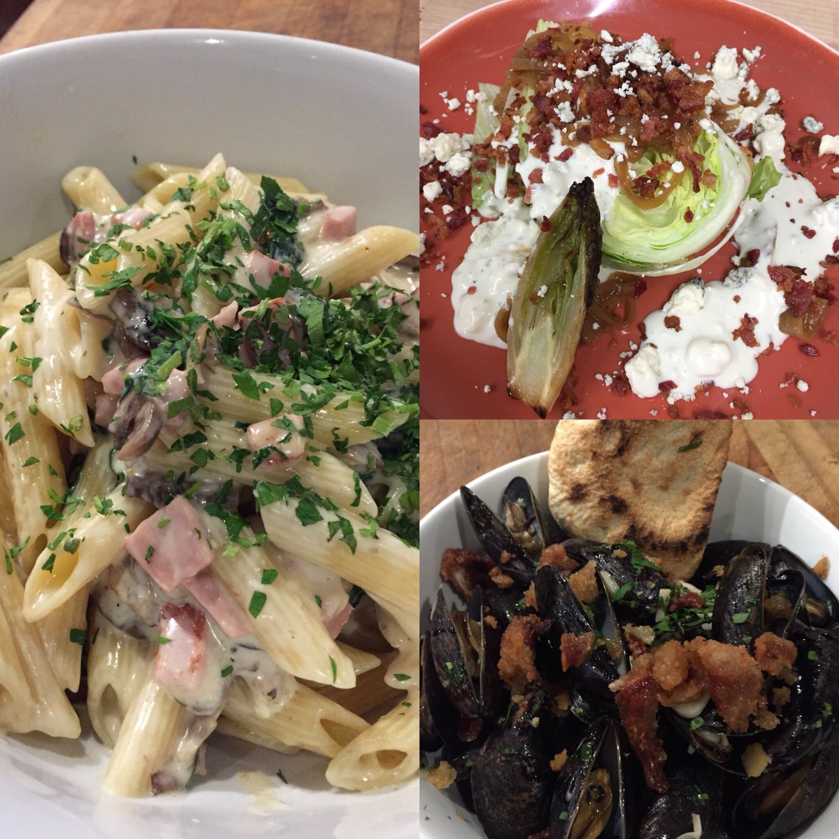 Weekend Specials!
Wedge Salad, Mussels, Penne with Ham and Spunach in a Cream Sauce #kingsbridgesc #bronxdoesitbetter #newforkcity