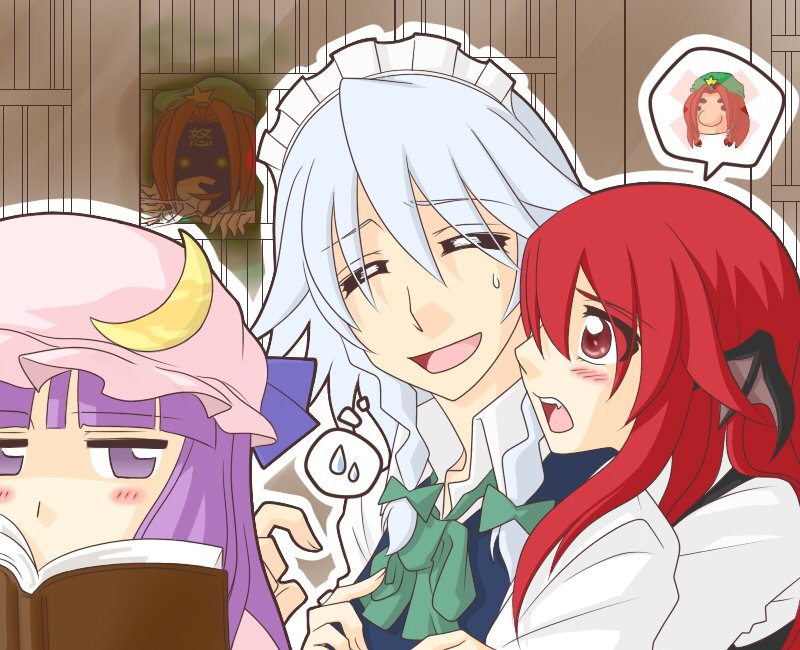 patchy_bot's tweet photo. https://t.co/KdRmLeLSr5 #doseisan #hong_meiling #izayoi_sakuya #koakuma #patchouli_knowledge https://t.co/i0or9hF1iK