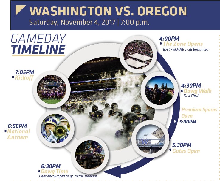 Here is your timeline for tonight's 7:00PM kickoff vs. the Oregon Ducks! #GoDawgs