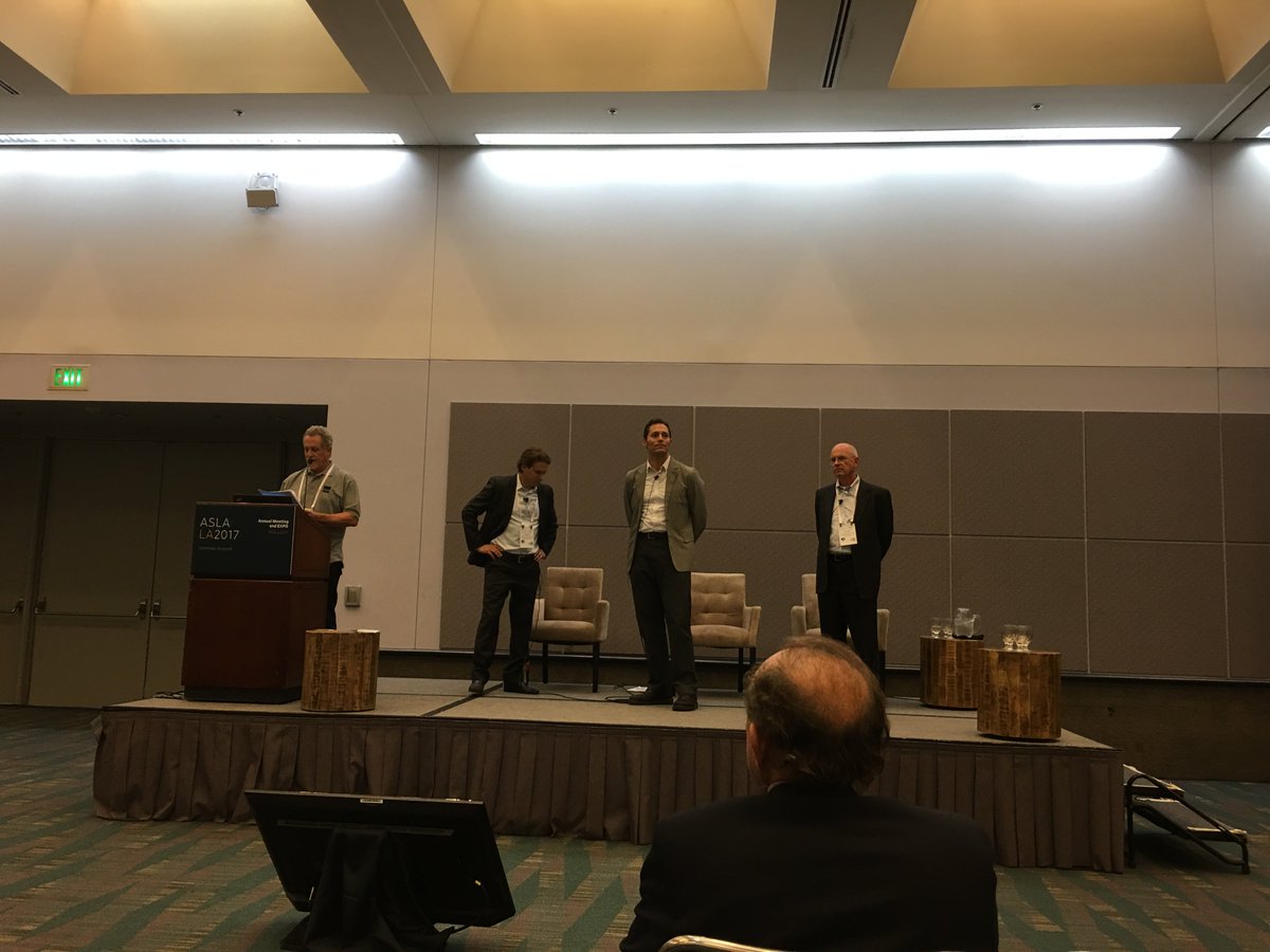 SherwoodEng's tweet photo. #FBF to two weeks ago. John Leys and others prep for their #ASLA2017 panel! Thanks @SWAgroup for the photo & @landarchitects for having us! https://t.co/KuPrRzJhup
