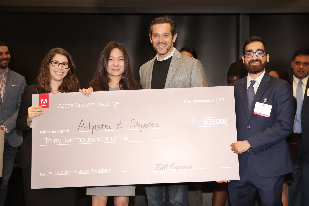 bill_ingram's tweet photo. #AdobeAnalyticsChallenge – where champions are made. Congrats to #AdjustedRSquared. You came, you analyzed, you WON! @UMich @MichiganRoss https://t.co/Ku3gqJG6Ss