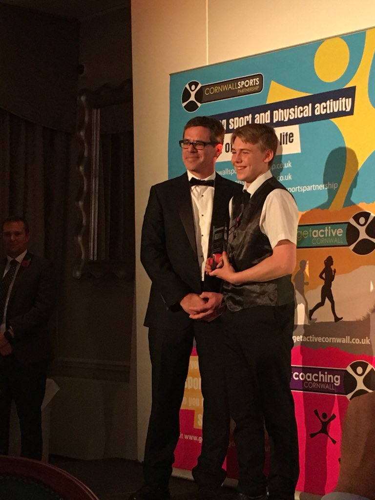RuthieGUoE's tweet photo. Congratulations Jay Davies #winner #2017csa Young Volunteer of the Year #waveproject #proudsponsor @CornwallSportsP https://t.co/3n8bpOV4K8