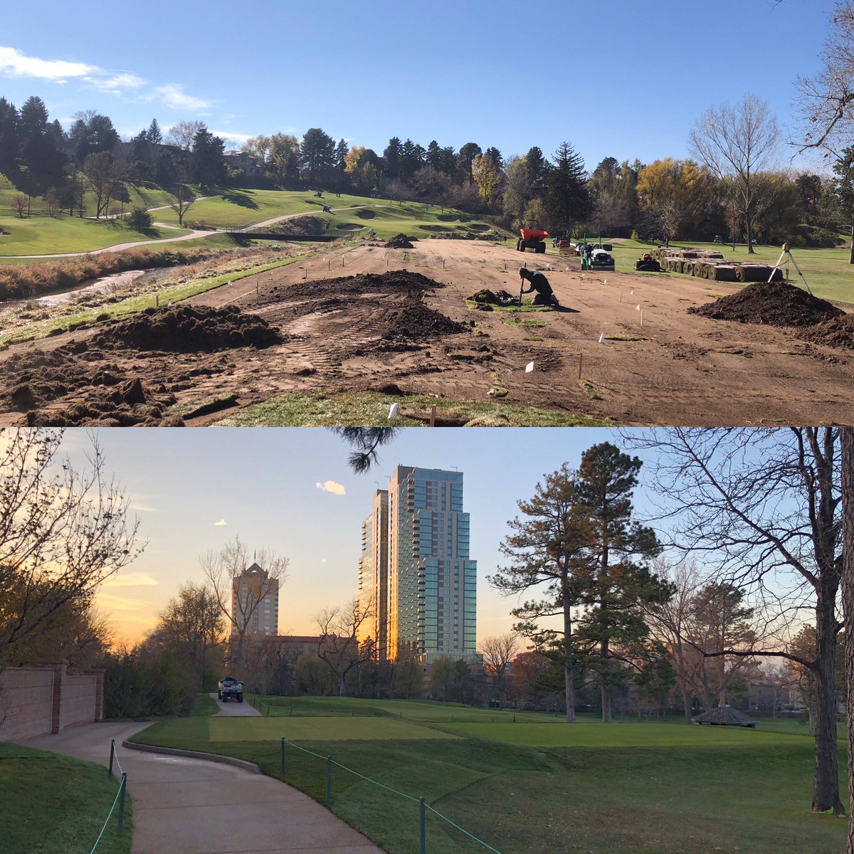 TotalTurfGS's tweet photo. Full steam ahead on the Tee Project at Denver CC, CO.......making progress despite the snow and cold weather #hansegolfdesign #ttgsinthewest https://t.co/K3SqnAH1A6