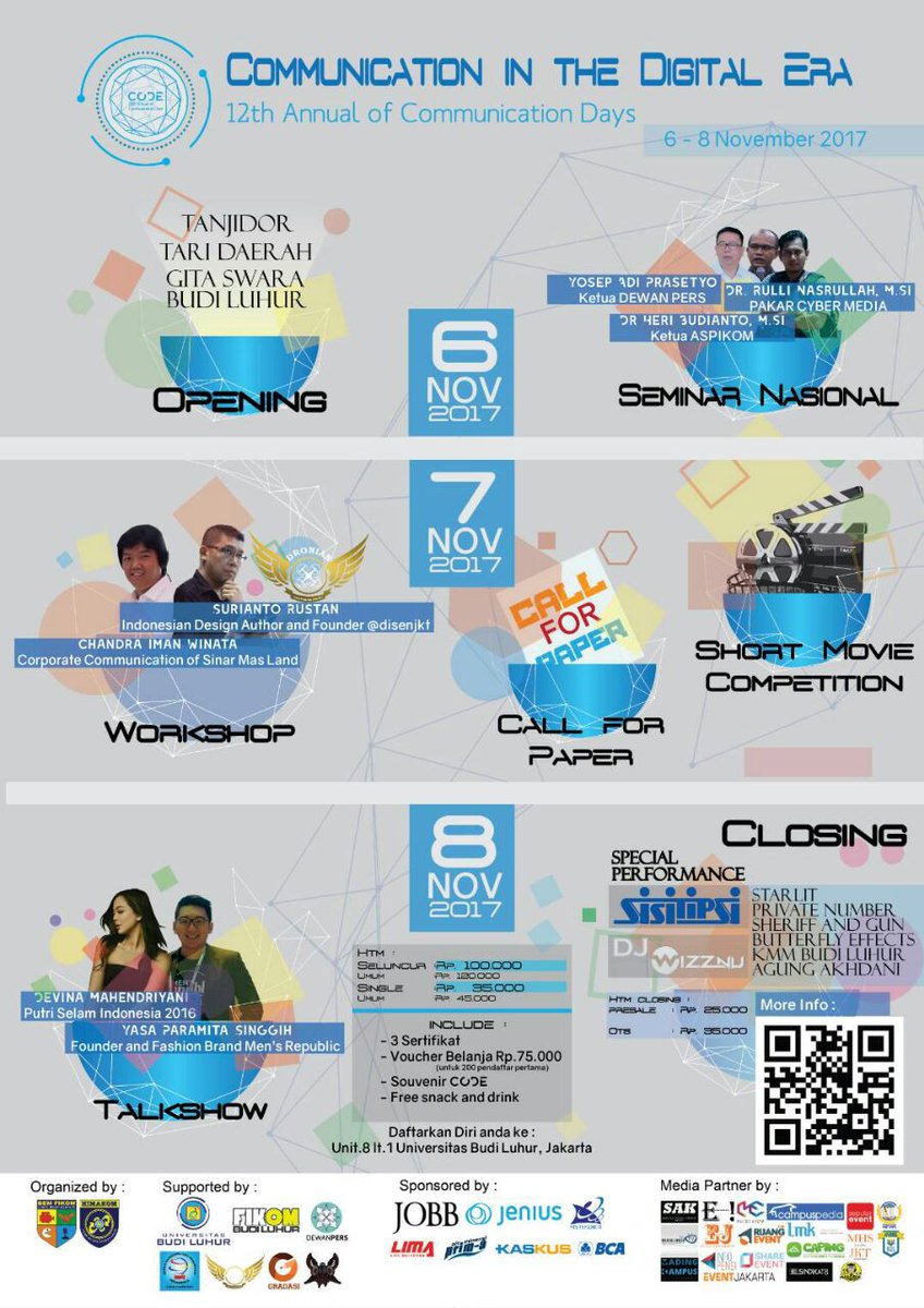 Hallo Fikomers
Bagi kalian yang Belum daftar Commdays, Ayuk buruan daftar karena hari ini Pendaftaran Terakhir!!!

Cp :089650561176(firyal)