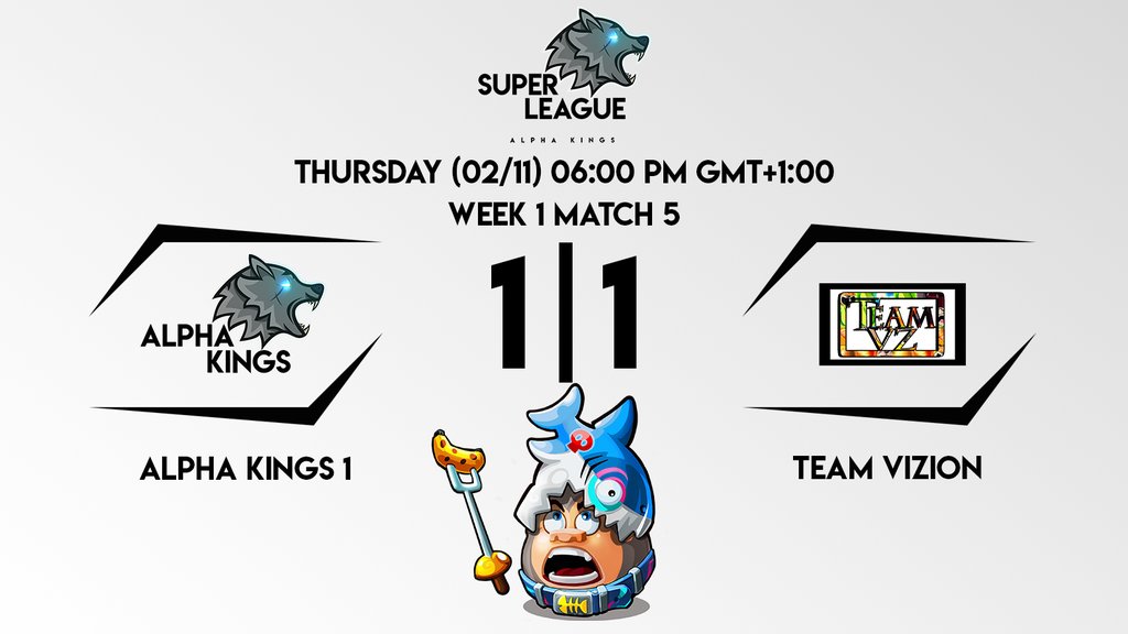 AKSuperLeague's tweet photo. Today in #AKSuperLeague we have a draw between @AlphaKingsGG and @TeamVizion1 ! https://t.co/73wmFFUpQM