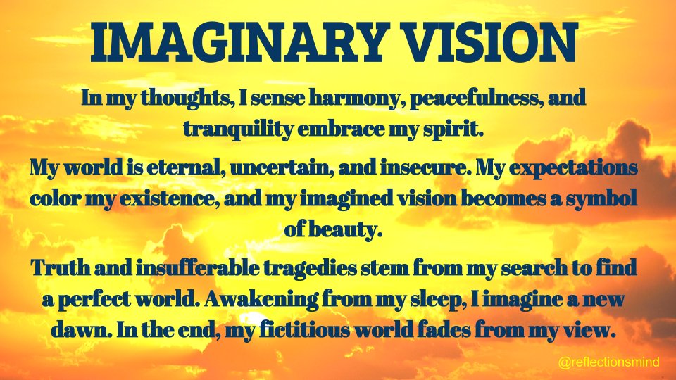reflectionsmind's tweet photo. Imaginary Vision #imaginaryvision #harmony #peacefulness #tranquility #spirit #eternal #uncertain #unclear #newdawn #awakening #realworld https://t.co/mYE8jZGHwd