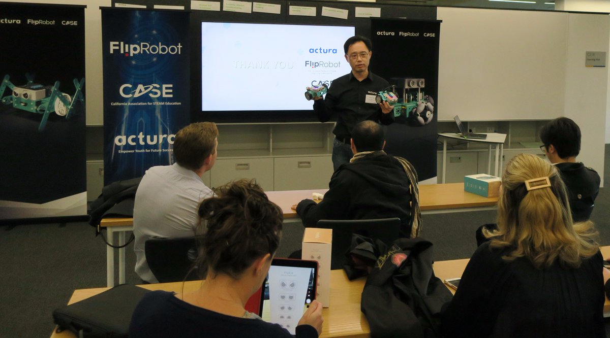 ActuraAustralia's tweet photo. It was Melbourne’s turn to launch FlipRobot to the CASE Advisory School members. All were excited for the unveiling! #CASE #FlipRobot https://t.co/RypmvidXLQ