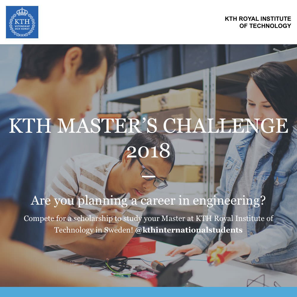 BeasiswaIndo's tweet photo. Get a chance to study your Master in Sweden with a full scholarship opportunity at #KTH today! https://t.co/HFEuHXaVf3 https://t.co/OFqKkBKelZ