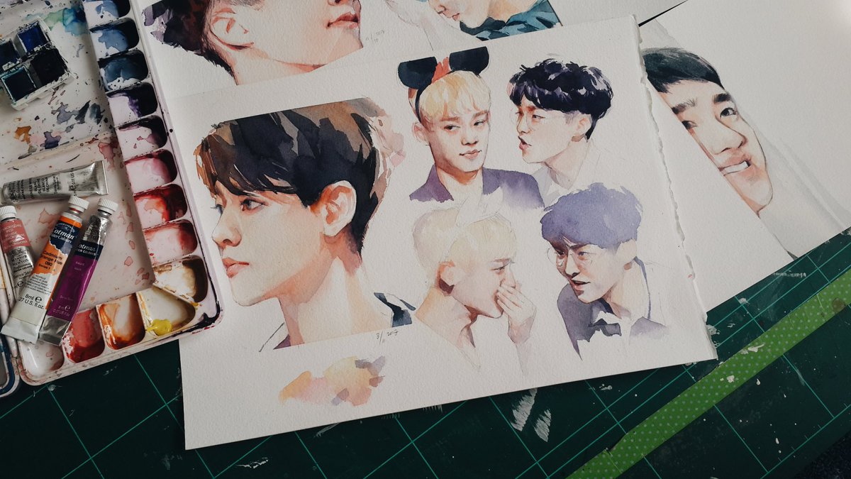 abusedmember's tweet photo. Winsor & Newton Professional Watercolor Paper tryout. I also love the unfinished look on watercolors works~
λ¦μμ§λ§, #1YearsWithCBX π
#EXO https://t.co/cyrkR4rJu6
