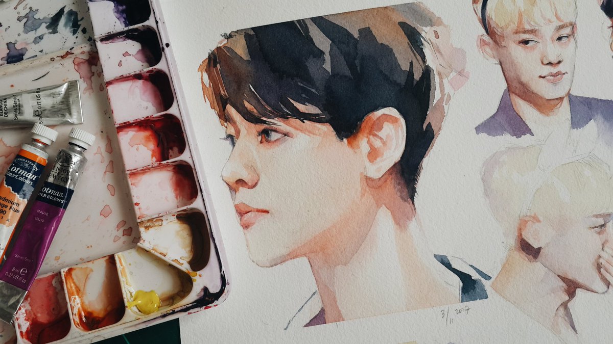 abusedmember's tweet photo. Winsor & Newton Professional Watercolor Paper tryout. I also love the unfinished look on watercolors works~
λ¦μμ§λ§, #1YearsWithCBX π
#EXO https://t.co/cyrkR4rJu6