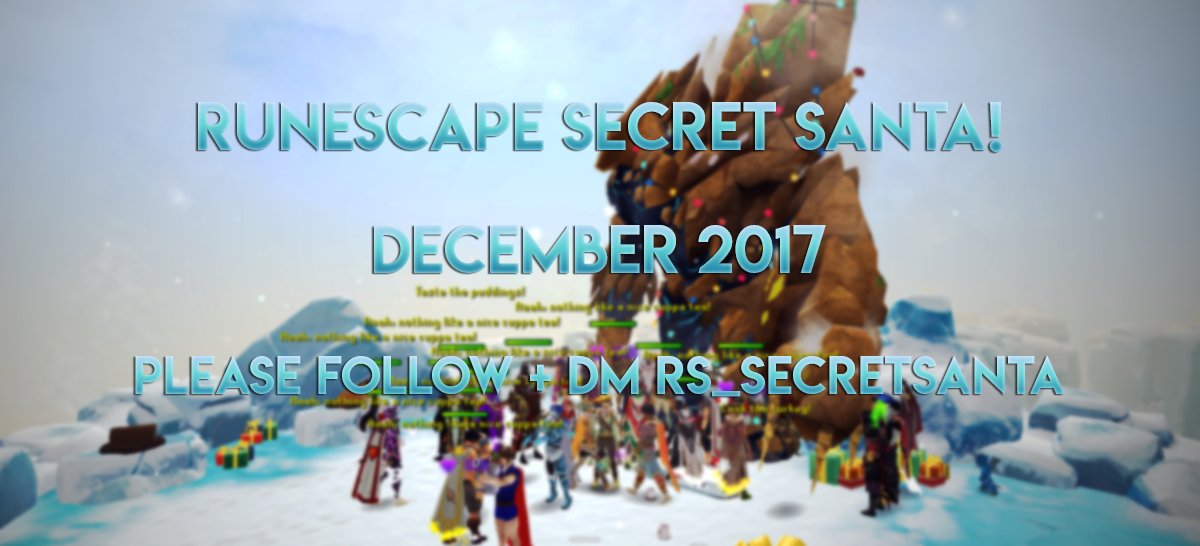 RS_SecretSanta's tweet photo. Runescape Twitter Secret Santa! Please read below. Follow &amp; DM to participate. Last Day to Sign up: Dec 9th.
Please RT for awareness! ☃ https://t.co/5zSo6gDfEB