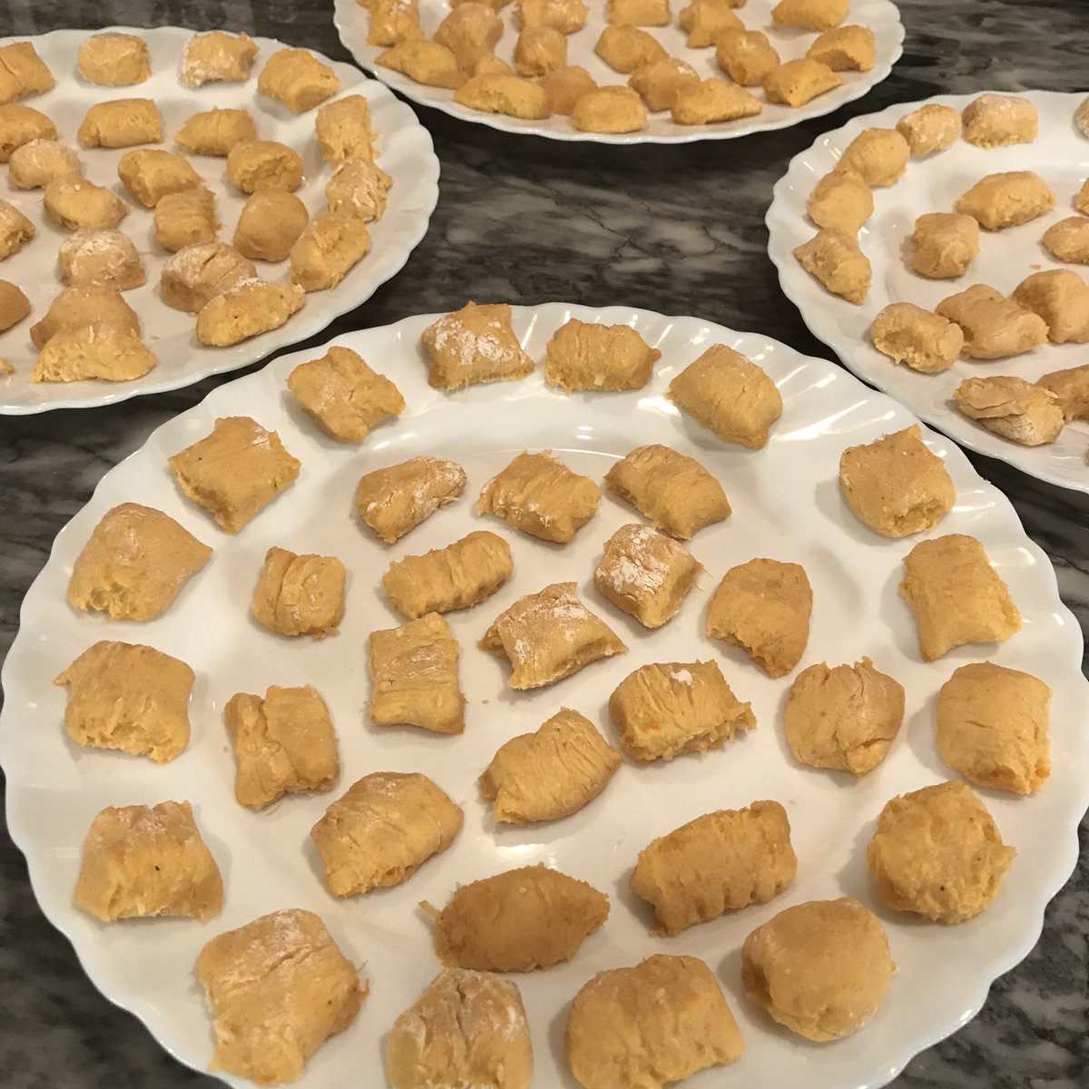 Sometimes I joke that I cook like a mom with five kids. Tonight was more like Cheaper by the Dozen...154 pieces of hand-cut #gnocchi