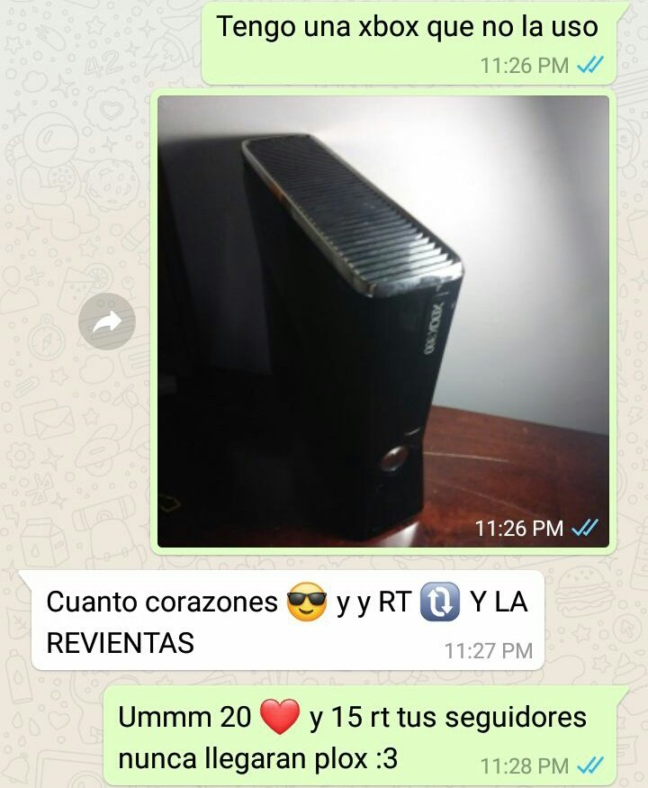 lollolllo3's tweet photo. 20 💗 corazones 15 RT Y @didoproqt Rompe su XBOX https://t.co/5ISnO06sIQ
