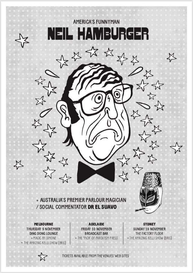 ParoxysmPress's tweet photo. Paroxysm Press supporting NEIL HAMBURGER &amp; Dr El Suavo! @NeilHamburger @DrElSuavo  @DJobling @kamidrunkpoet @adelaidejerks @AdelaideReview https://t.co/GGN2p2cUY8