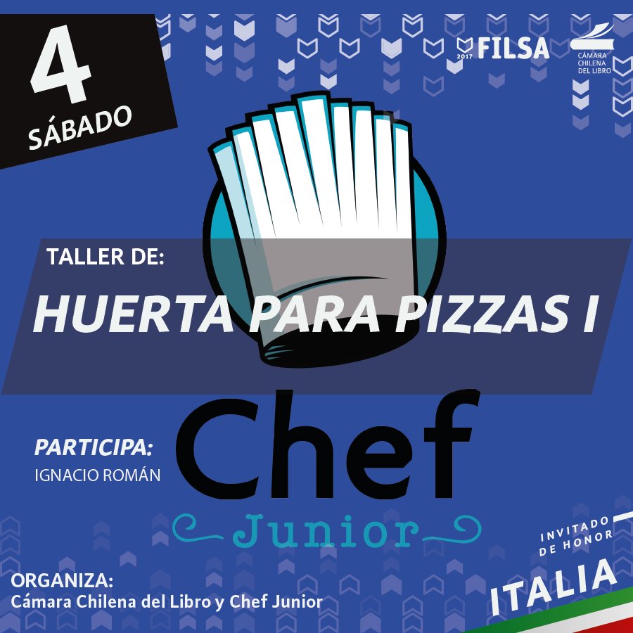 camaradellibro's tweet photo. #ChefJr se apoderó del escenario norte en #FILSA2017🇮🇹 y nos invita al Taller Huerta para Pizzas hoy a las 12 hrs. https://t.co/gACh5vlKrJ https://t.co/PSssBG3LPP