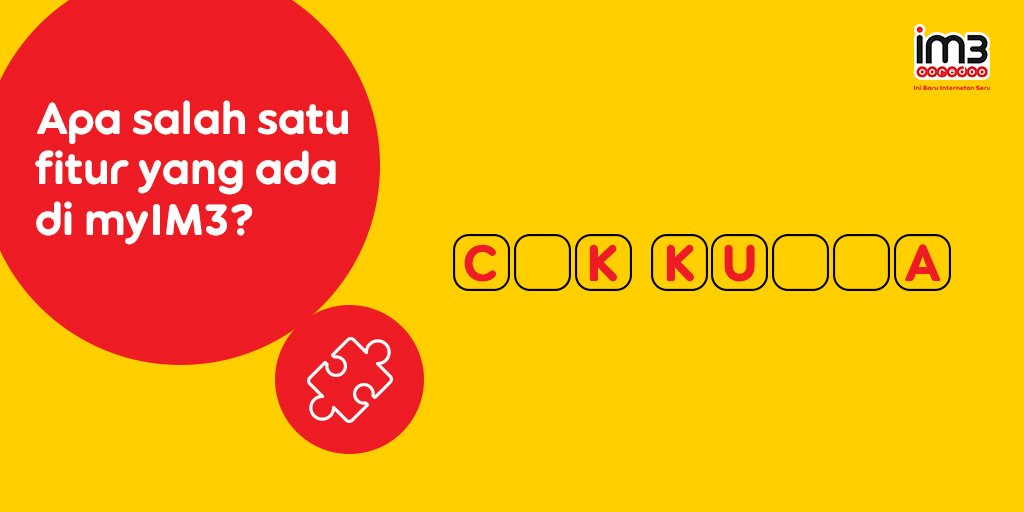 indosatim3's tweet photo. Quiz Time! Jawab pertanyaannya dengan mengisi kotak kosong di atas dan dapatkan pulsa 25k untuk 3 orang beruntung! #myIM3 https://t.co/J1oR7w6Q0t