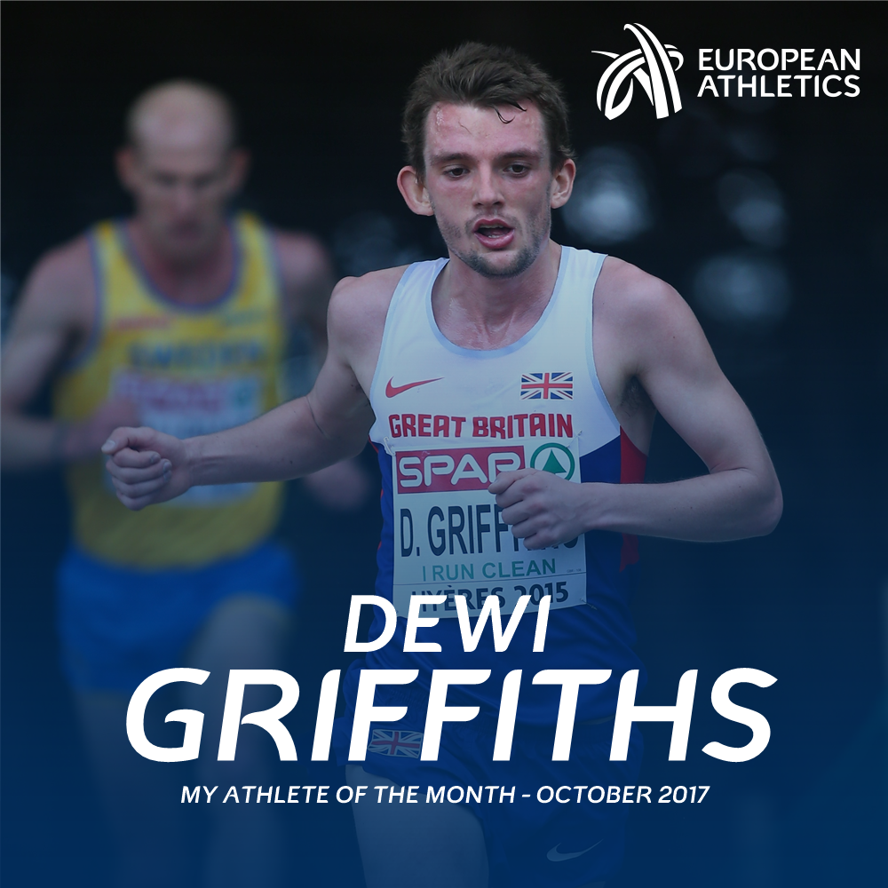 RT to vote for Dewi Griffiths as your #athleteofthemonth!

Griffiths clocked 2:09:49 on his marathon debut in Frankfurt to finish fifth.