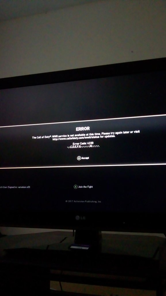 variationoo's tweet photo. Still not able to get online!?!? Anyone else have the same issue for Xbox one? #Callofdutyserver #Activision #CODWW2 #Xboxone https://t.co/7greXpABX5