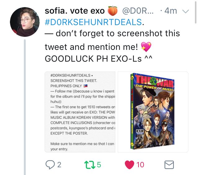 Hi pipz please help me reach 1510 retweets and 510 likes it means so much to me ☺️#DORKSEHUNRTDEALS @D0RKSEHUN