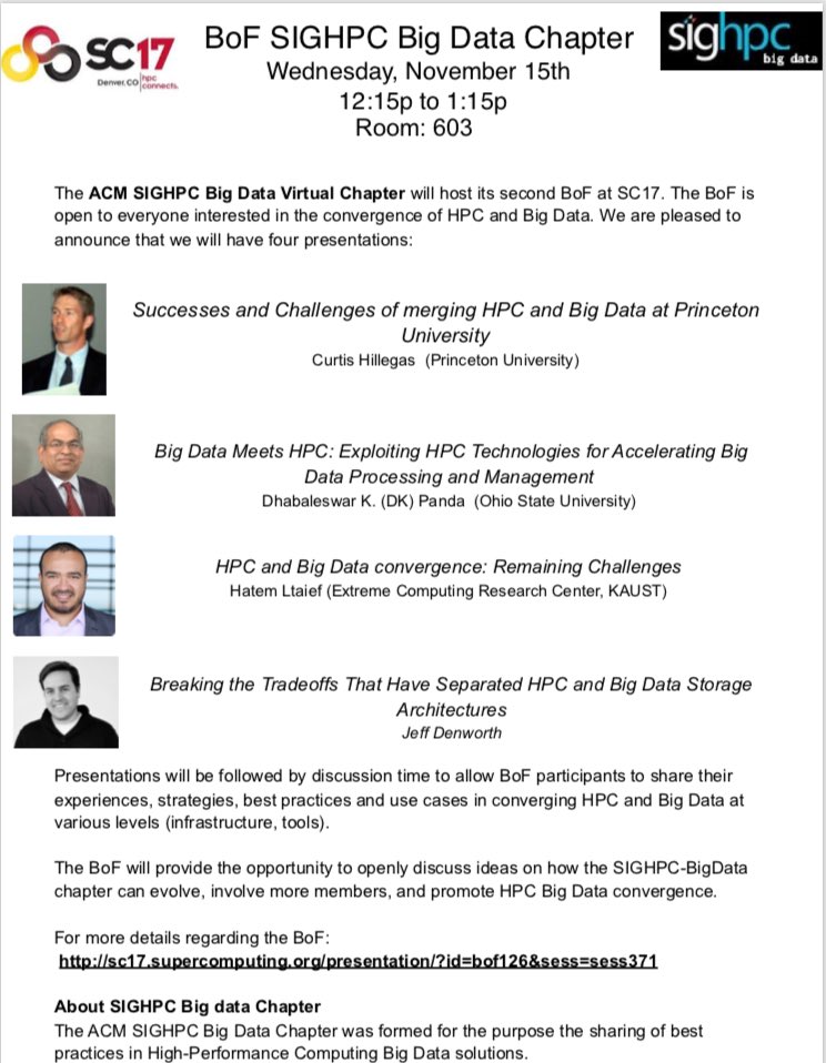 HatemLtaief's tweet image. Speaking at #SC17 #BoF #SIGHPC: Remaining challenges in #HPC and #BigData convergence. And there are many! @KAUST_ECRC @HPC_Guru @insideHPC