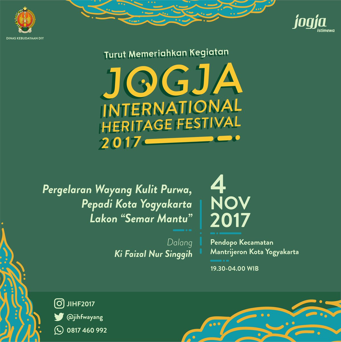JIHFWayang's tweet photo. Sudah mulai lo rangkaian acara JIHF 2017 ada Pergelaran Wayang Kulit Purwa Lakon"Semar Mantu" oleh Pepadi Kota Yogyakarta https://t.co/duXoQjwpjF