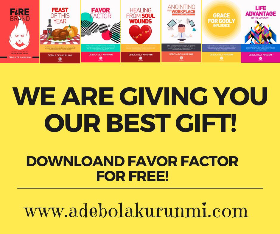 DebolaKurunmi's tweet image. This Book will blow your mind!!! It helps you walk into Gods extraordinary provisions for believers! Download free adebolakurunmi.com/product/favor-…
