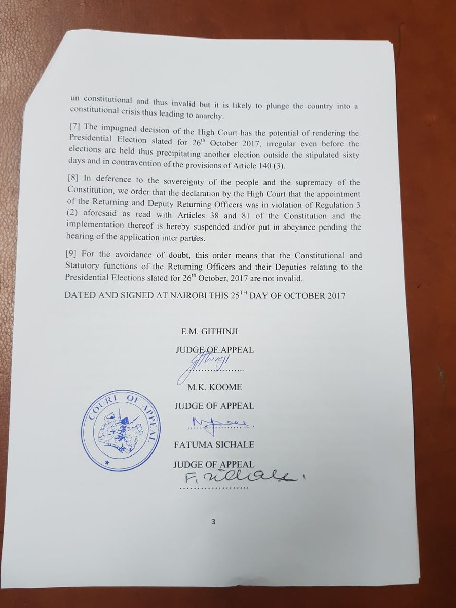 <a href="/dkmaraga/">David Maraga</a> I will be requesting for CCTV footage of Court of Appeal corridors &amp; precimpt for 25th Oct.from 4.30pm onwards #SwiftCourtofAppeal