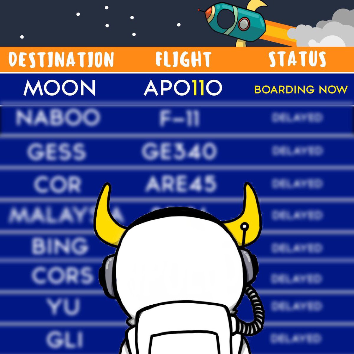 FacultyofApollo's tweet photo. APO11O will be launching in 7 DAYS TIME‼🚀 

Remember, one small step for a bull🐾, one giant leap for bullkind. 🐃🐂🐄
We'll see you there! 🤙 https://t.co/sXgmxAIfib