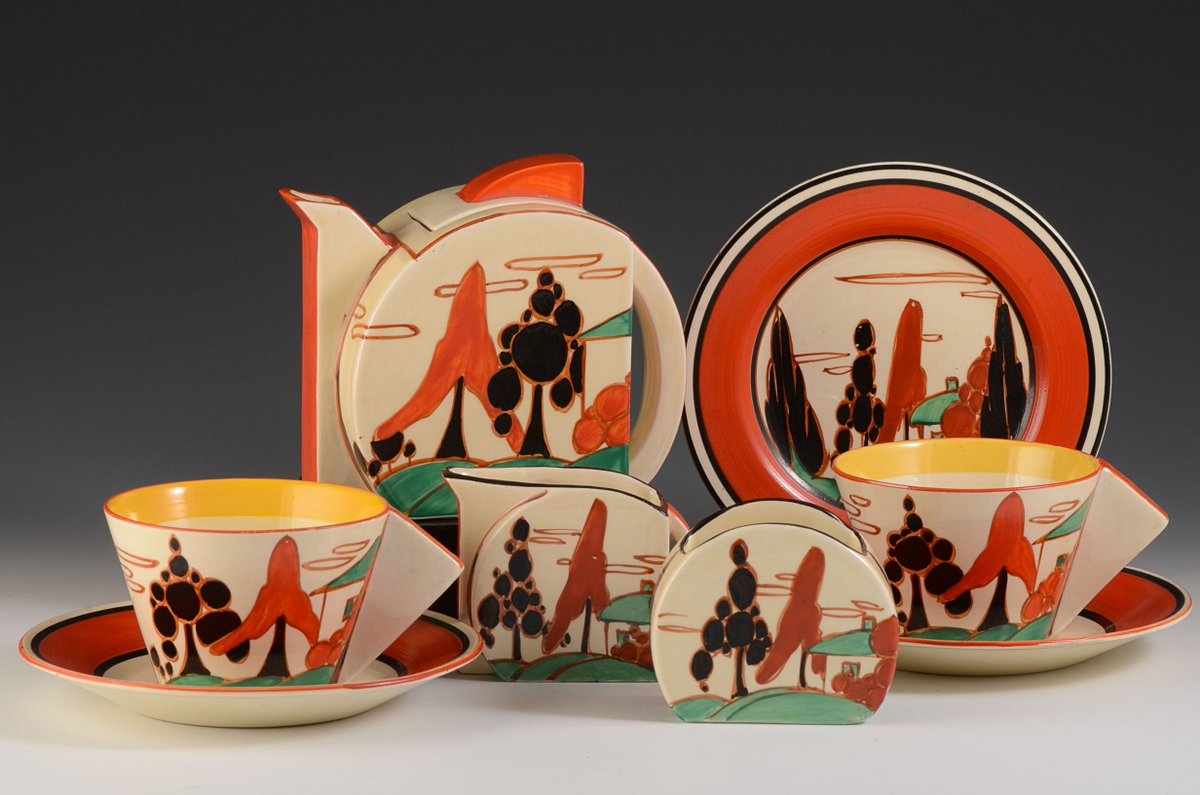 womensart1's tweet photo. Clarice Cliff (1899-1972), recognized as one of the major and most prolific Art Deco ceramics designer of the 20thC #womensart https://t.co/FTEF67dCAK