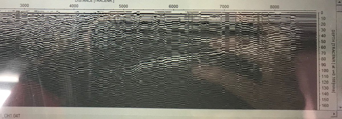 Initial radar cross profile of the glacier. The bed looks pretty clear! <a href="/NCLPhysGeog/">NCL Physical Geog</a>
