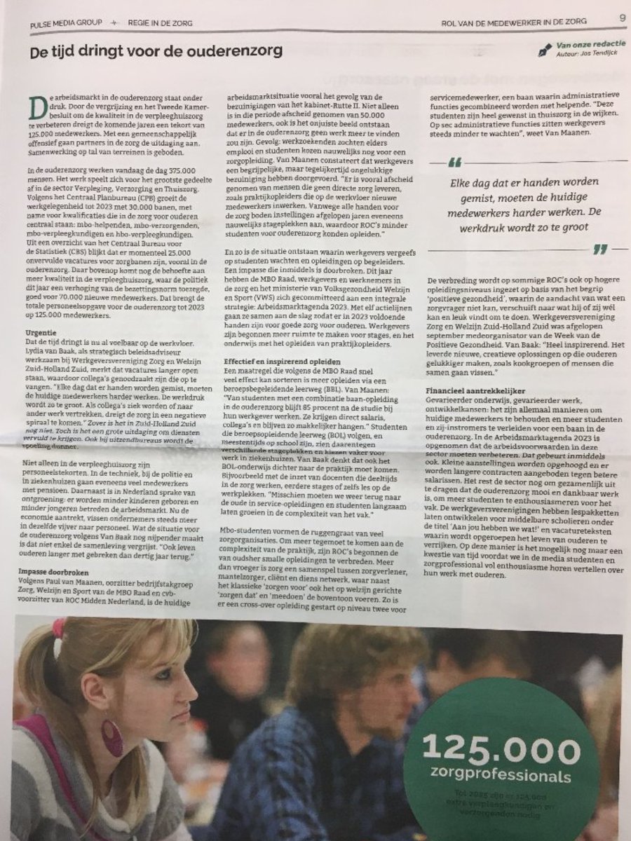 De tijd dringt voor de ouderenzorg! Werkdruk, te veel vacatures en helaas een onterecht slecht imago!